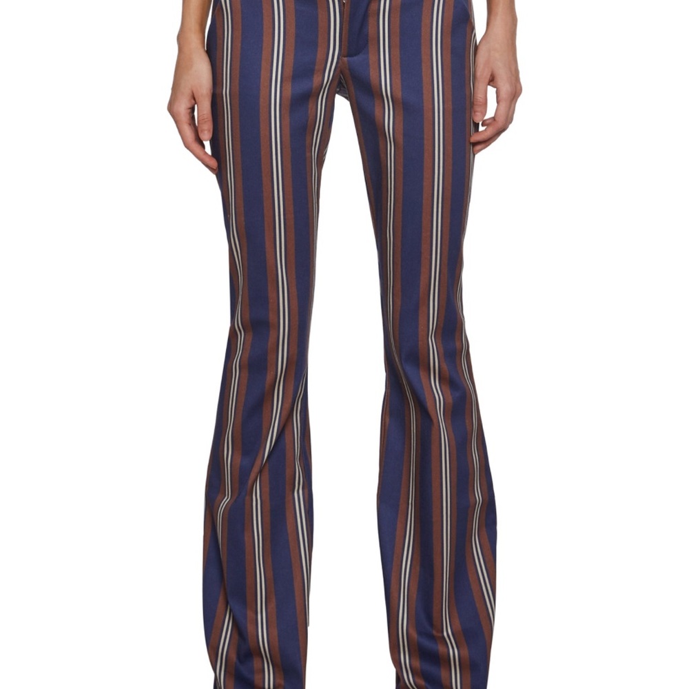 dELiA*s Blue and Brown Striped Flare Pants